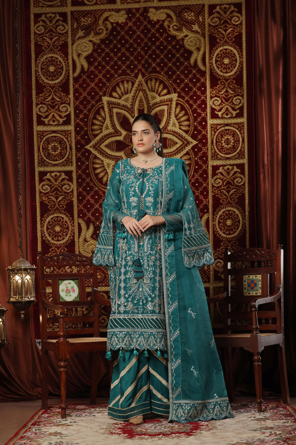New Unstitched 3 Piece Luxury Embroidered Organza Collection