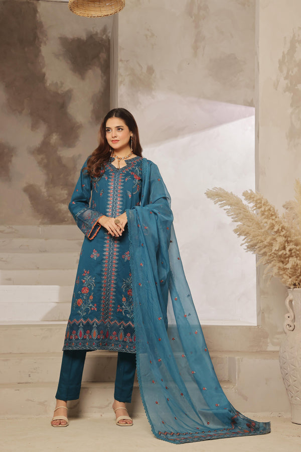 Launching New Semi-Stitched  3 Pcs Premium Embroidered Chicken-Kari Doriya Lawn Collection