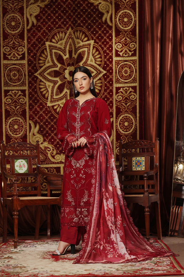 New Semi-Stitched 3 PC Embroidered Luxury Chiffon Collection