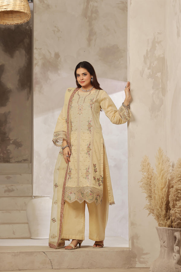 Launching New Semi-Stitched  3 Pcs Premium Embroidered Chicken-Kari Doriya Lawn Collection