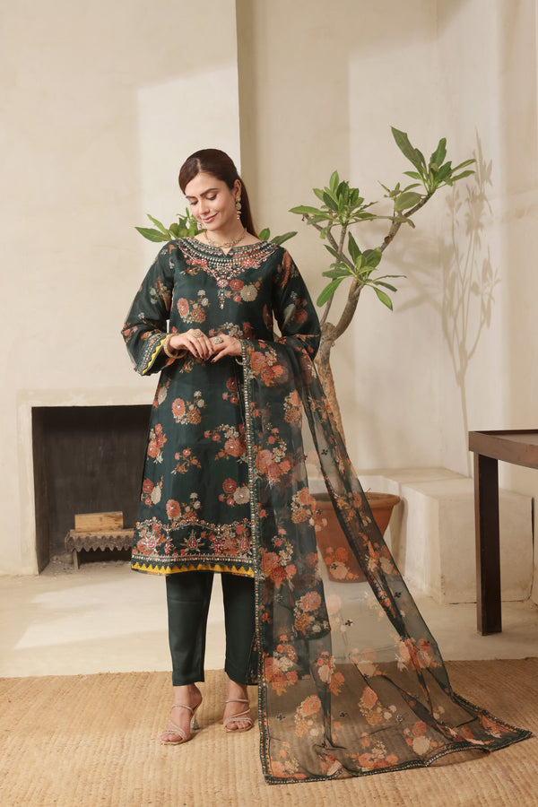 GUL BANO – Stitched 3-Piece Embroidered Luxury Organza Collection