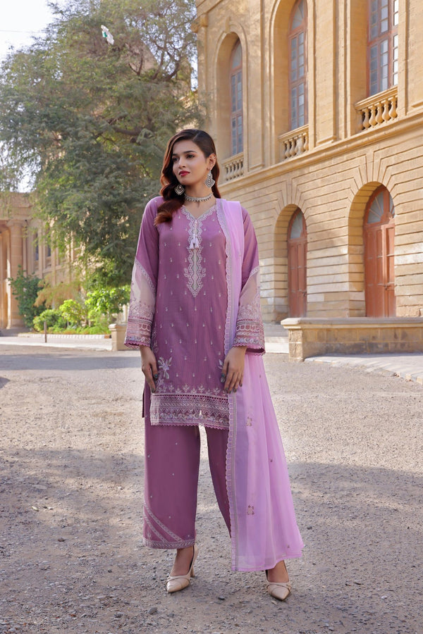 BASANT – Stitched Luxury Embroidered BanaDora Lawn Collection with Chiffon Dupatta & Embroidered Cotton Trousers