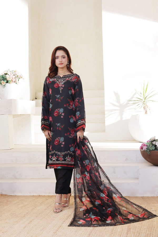 GUL BANO – Stitched 3-Piece Embroidered Luxury Organza Collection