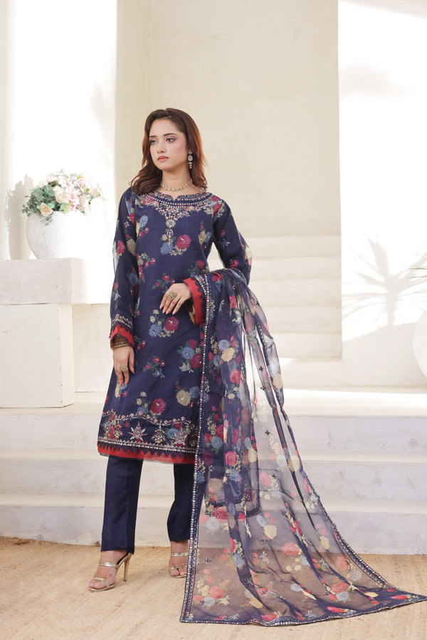 GUL BANO – Stitched 3-Piece Embroidered Luxury Organza Collection