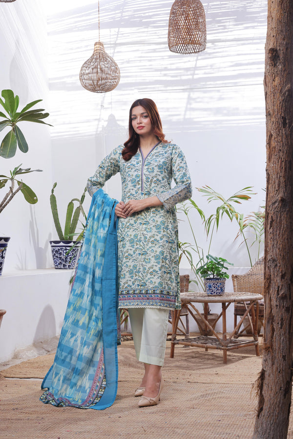Launching New Stitched 3 Piece Embroidered print lawn Collection