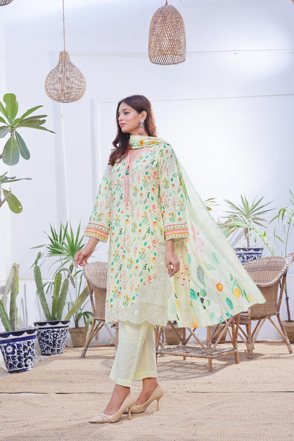 Launching New Stitched 3 Piece Embroidered print lawn Collection