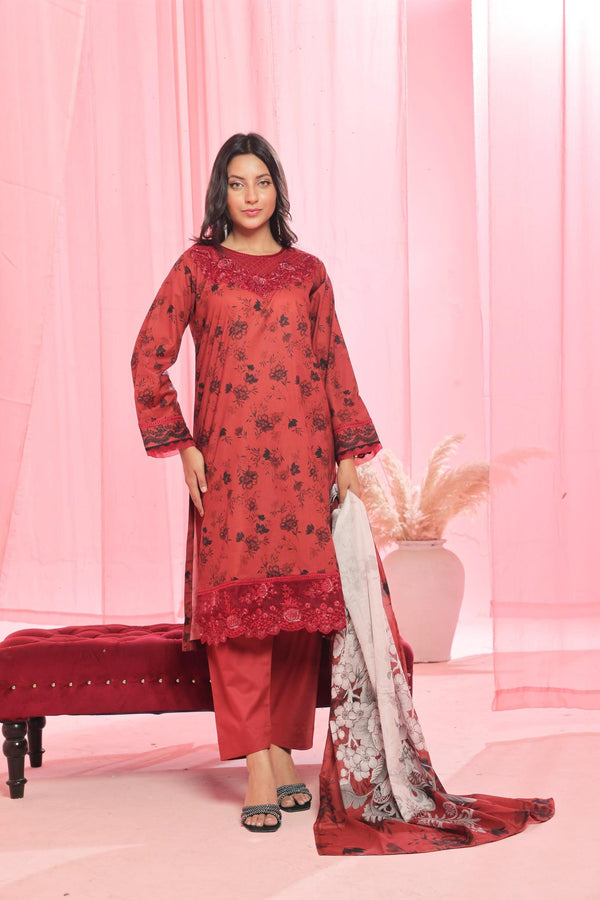 Launching New Stitched 3 Piece Embroidered print lawn Collection