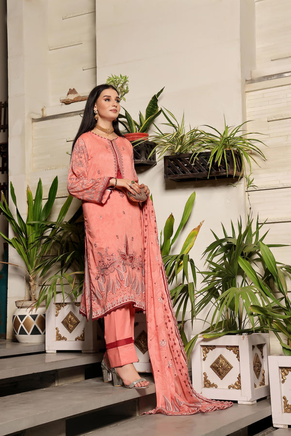 Launching New Un Stitched 3 Pcs Embroidered LaserKari Digital Printed Lawn Collection