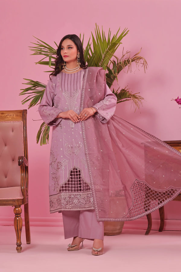 Semi Stitched LaserKari & Chikankari Embroidered Lawn