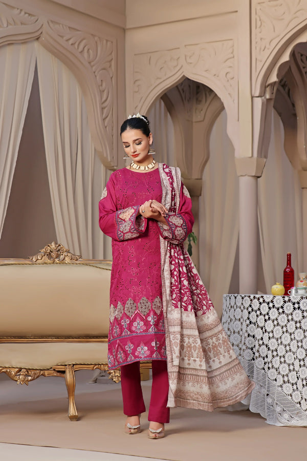 Semi Stitched 3 Pcs Embroidered Chikankari & Laserkari Lawn Collection