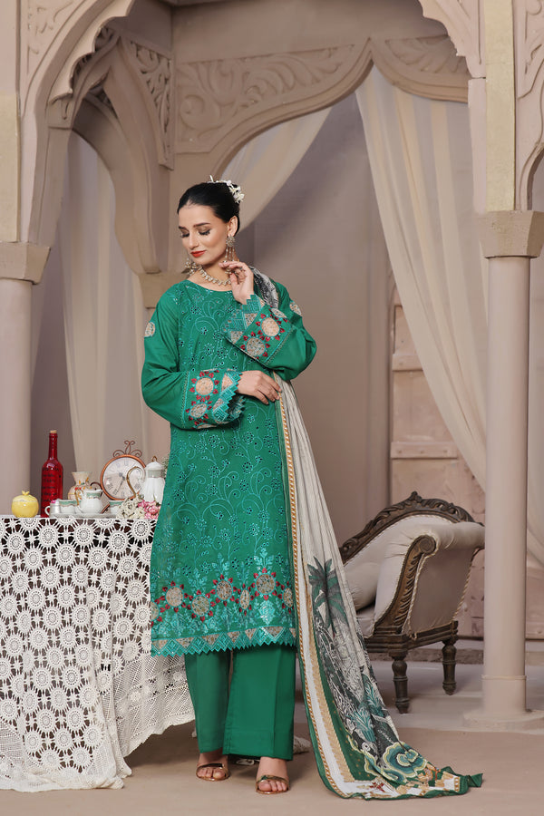 Semi Stitched 3 Pcs Embroidered Chikankari & Laserkari Lawn Collection