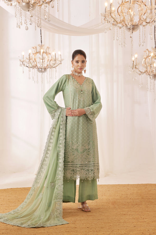 PARKHA Semi-Stitched 3-Piece Luxury Embroidered Chiffon Collection