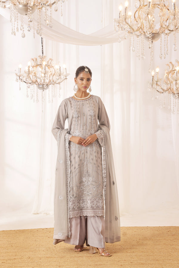 PARKHA Semi-Stitched 3-Piece Luxury Embroidered Chiffon Collection