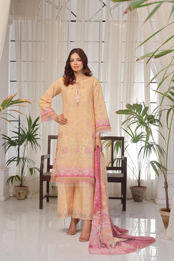 Launching New Un-Stitched  3 Pcs Premium Chiken-Kari Bana Dora Digital Printed Lawn Collection