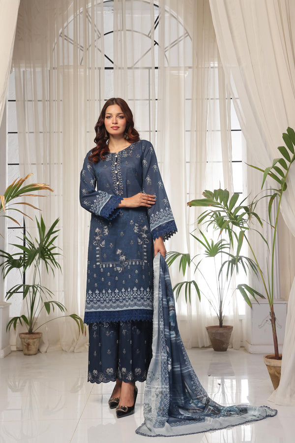 Launching New Un-Stitched  3 Pcs Premium Chiken-Kari Bana Dora Digital Printed Lawn Collection