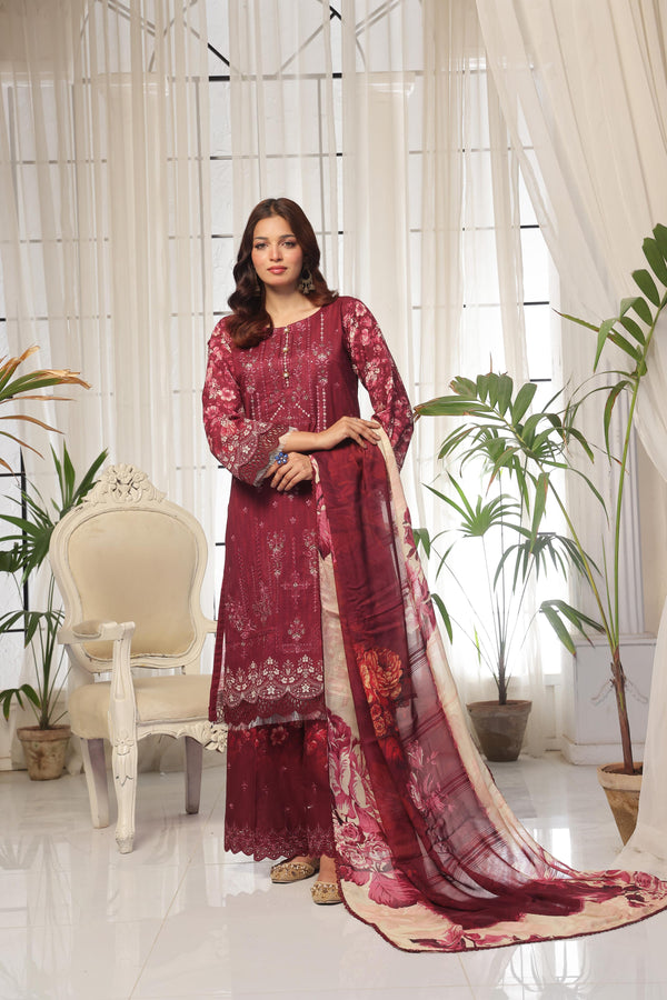 Launching New Un-Stitched  3 Pcs Premium Chiken-Kari Bana Dora Digital Printed Lawn Collection