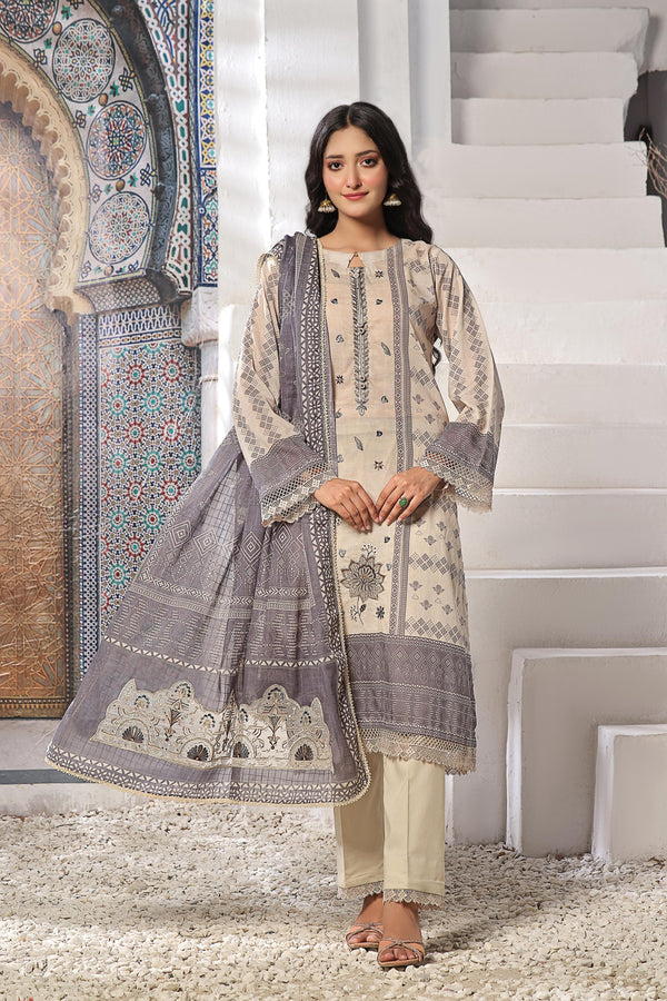 Un Stitched 3 Pcs Embroidered LaserKari Digital Printed Lawn Collection