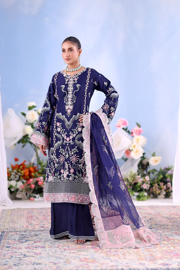 SHEHNAI – Unstitched Organza (Midnight Plum)