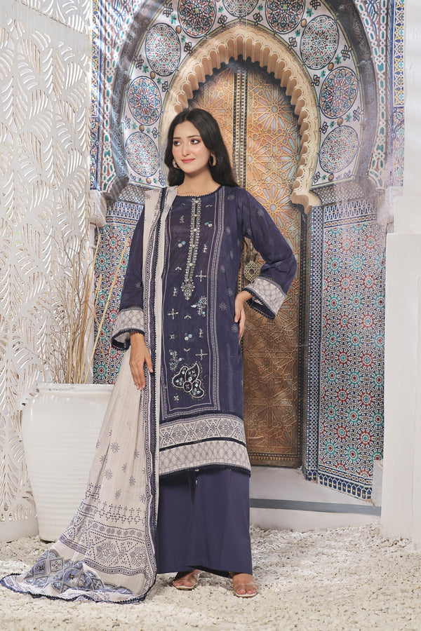 Un Stitched 3 Pcs Embroidered LaserKari Digital Printed Lawn Collection