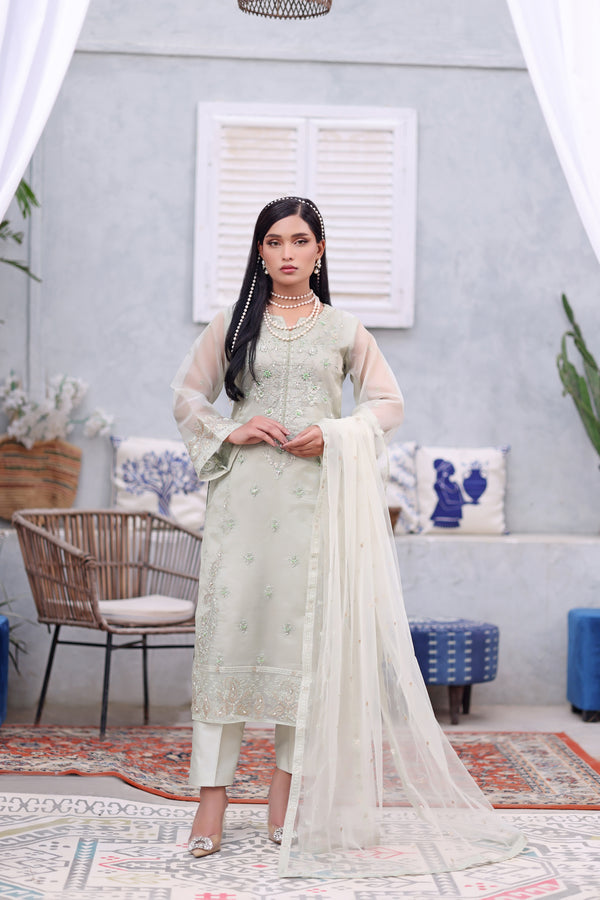 SILVER-TULIP - Shesha Silk Organza Collection (Green)