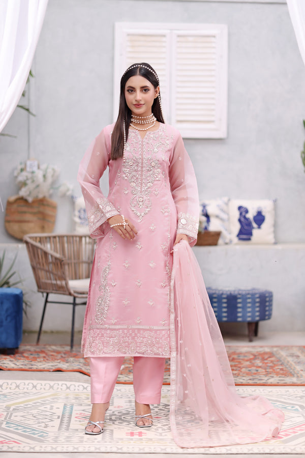 SILVER-TULIP - Shesha Silk Organza Collection (Pink)