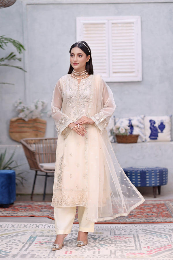 SILVER-TULIP - Shesha Silk Organza Collection (Beige)