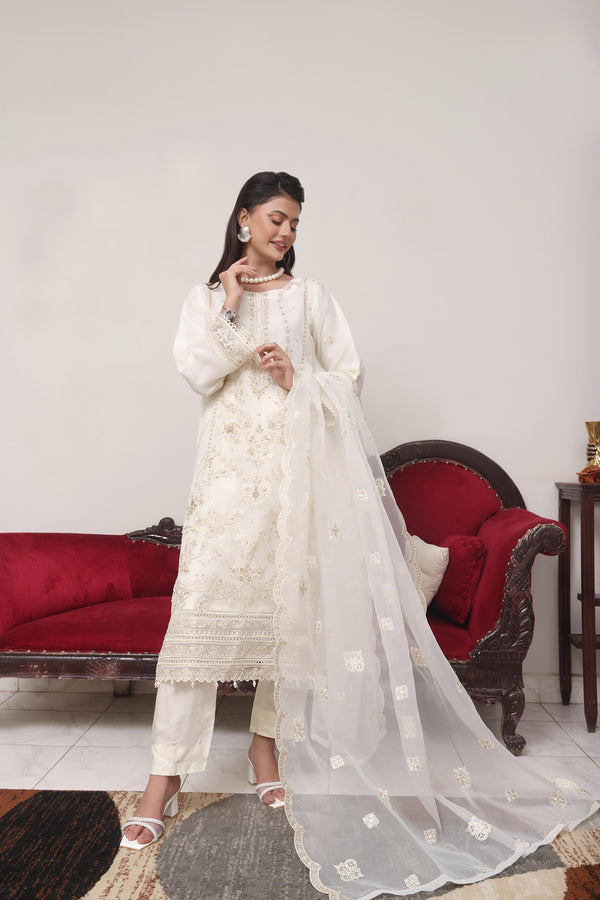 ABEEHA – Organza (Ivory White)