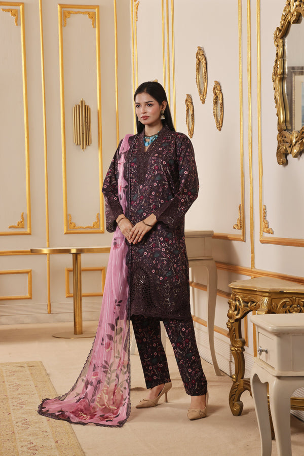 TITLIYAN – Stitched Fancy Embroidered Chikankari Lawn Dress
