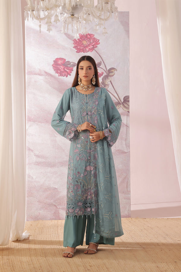 ZARISH - Chiffon Collection (Grey/Green)