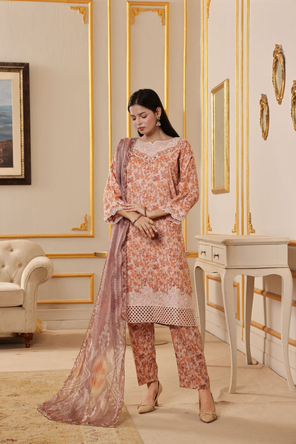ZAHRA New Stitched Fancy Embroidered Chikankari Lawn - Fancy  Dupatta Collection
