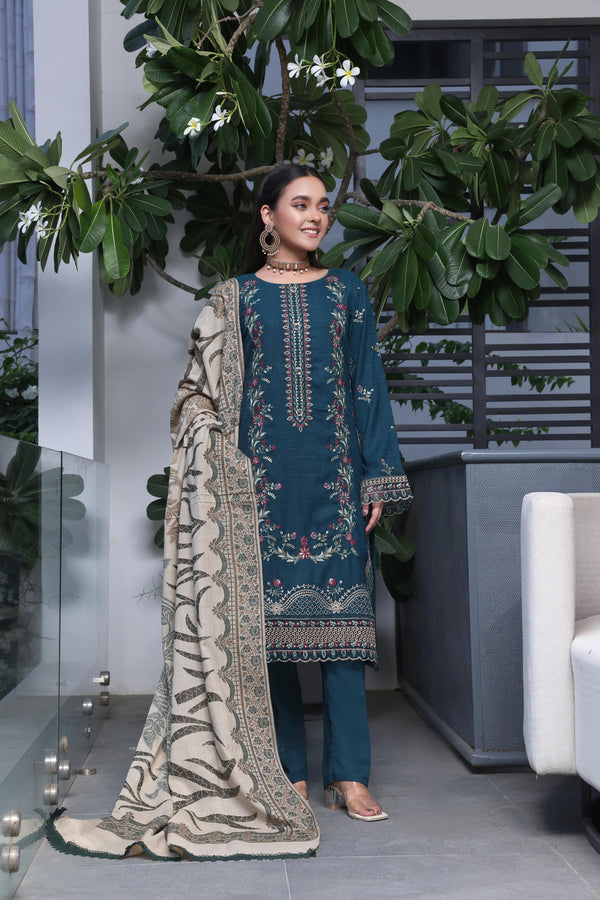 Semi Stitched 3 Pcs Luxury Embroidered  Khaddar Collection