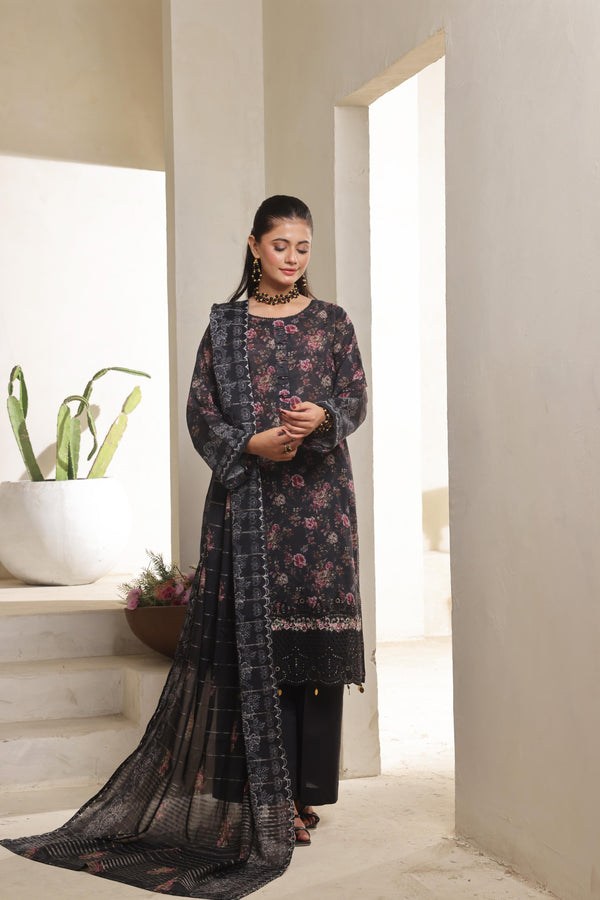 AZALEA – Where Tradition Meets Grace | Unstitched 3-Piece Chiken-Kari Lawn with Boring Work, Stripe Dora, Fancy Zari Lawn Dupatta & Dyed Cambric Trousers