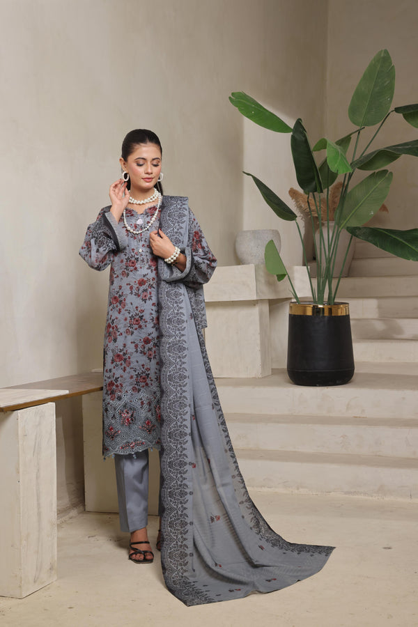 AZALEA – Where Tradition Meets Grace | Unstitched 3-Piece Chiken-Kari Lawn with Boring Work, Stripe Dora, Fancy Zari Lawn Dupatta & Dyed Cambric Trousers