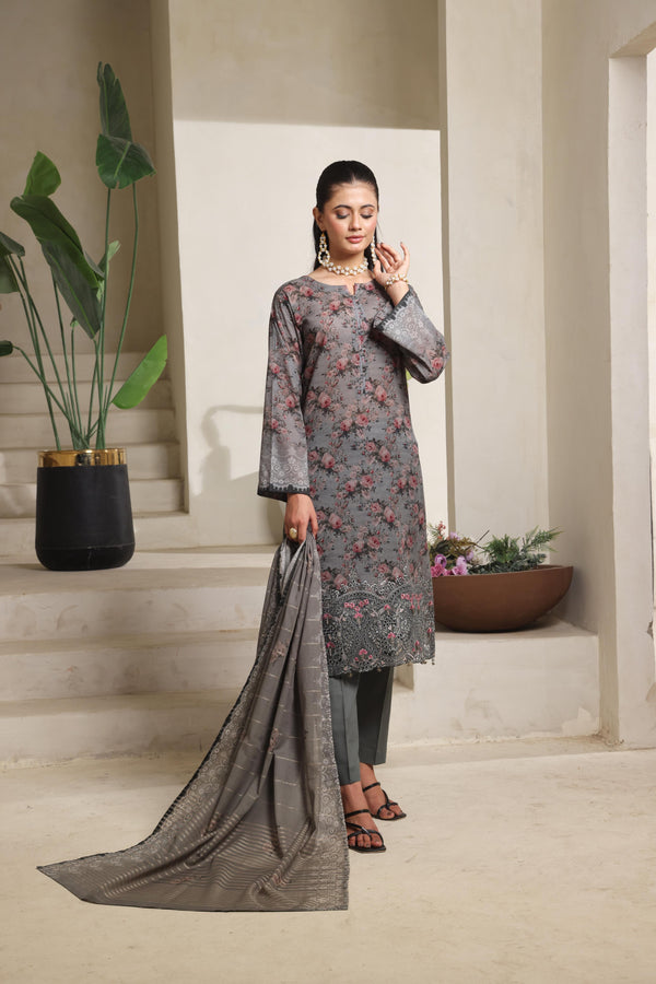 AZALEA – Where Tradition Meets Grace | Unstitched 3-Piece Chiken-Kari Lawn with Boring Work, Stripe Dora, Fancy Zari Lawn Dupatta & Dyed Cambric Trousers