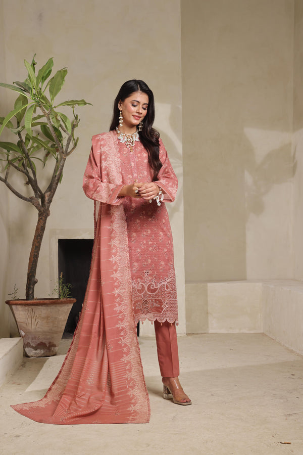 AZALEA – Where Tradition Meets Grace | Unstitched 3-Piece Chiken-Kari Lawn with Boring Work, Stripe Dora, Fancy Zari Lawn Dupatta & Dyed Cambric Trousers