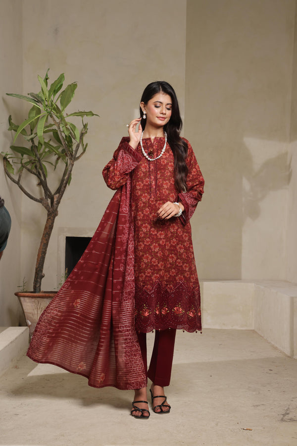 AZALEA – Where Tradition Meets Grace | Unstitched 3-Piece Chiken-Kari Lawn with Boring Work, Stripe Dora, Fancy Zari Lawn Dupatta & Dyed Cambric Trousers