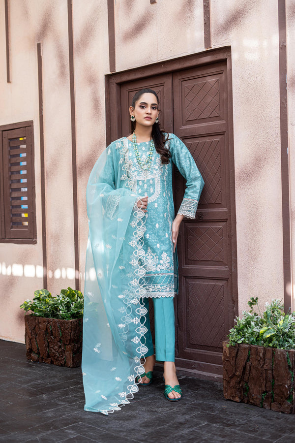 AL UMER TEXTILE New Stitched Fancy Embroidered Chikankari Lawn - Fancy Embroidered Organza Dupatta Collection