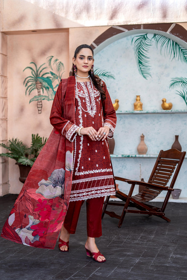 L UMER TEXTILE New Stitched Fancy Embroidered Chikankari Lawn - Fancy Printed Dupatta Collection