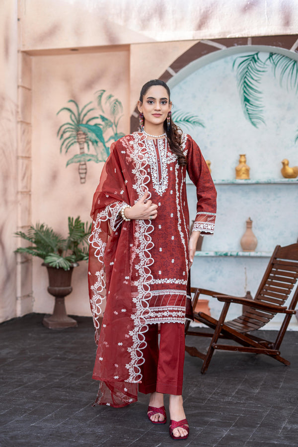 AL UMER TEXTILE New Stitched Fancy Embroidered Chikankari Lawn - Fancy Embroidered Organza Dupatta Collection
