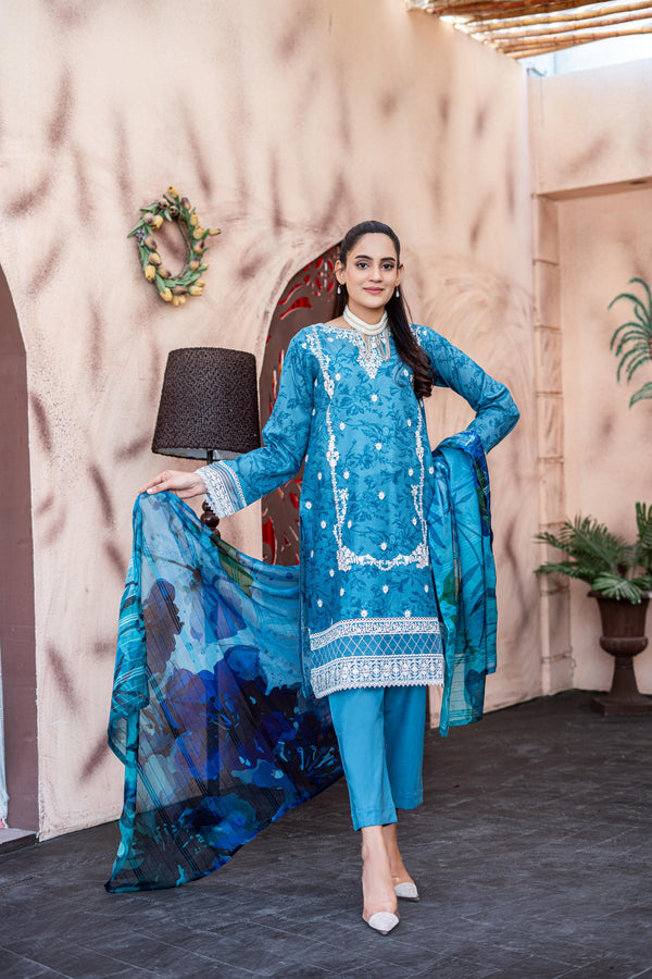 AL UMER TEXTILE New Stitched Fancy Embroidered Chikankari Lawn - Fancy Printed Dupatta Collection