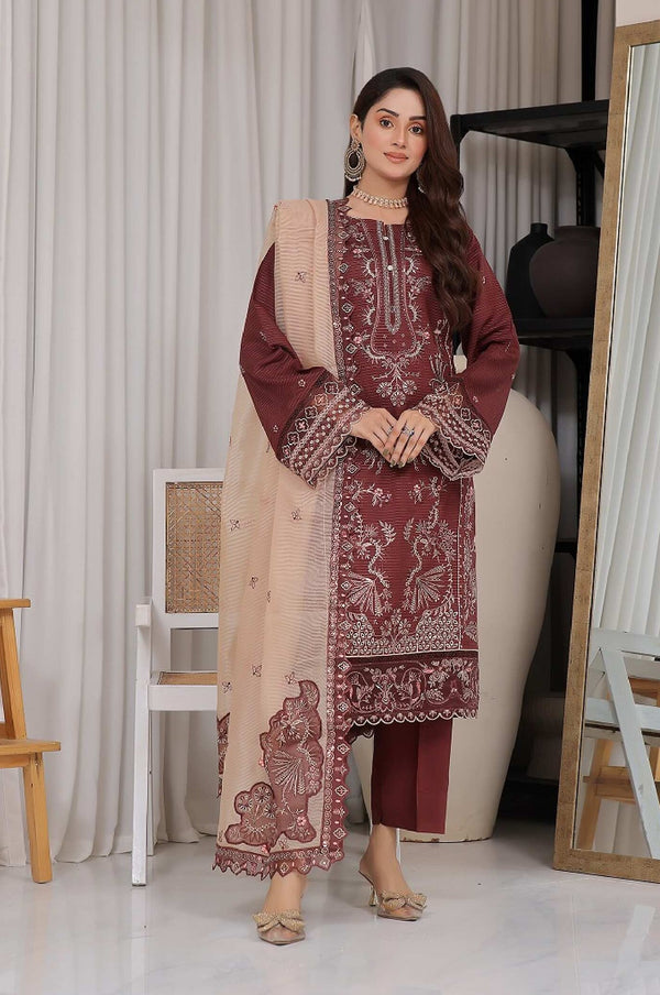Un Stitched 3 Pcs Premium Chicken-Kari Embroidered Viscose Zari Collection