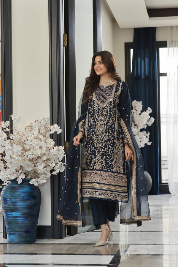 NEVA – Stitched 3 Piece Embroidered Luxury Organza Collection
