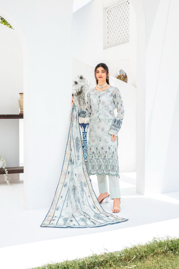 Launching New Un Stitched 3 Pcs Embroidered LaserKari Digital Printed Lawn Collection 2025