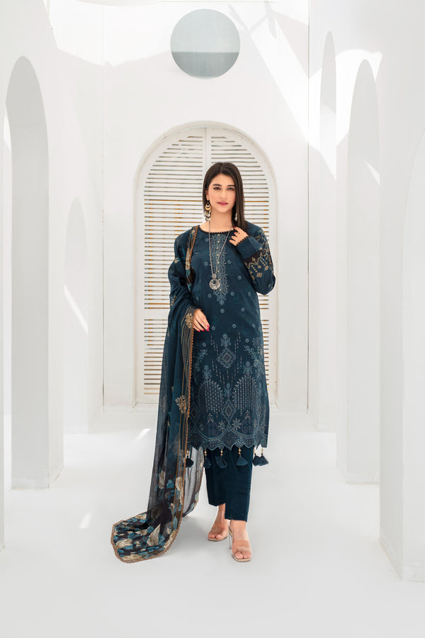 Launching New Un Stitched 3 Pcs Embroidered LaserKari Digital Printed Lawn Collection 2025