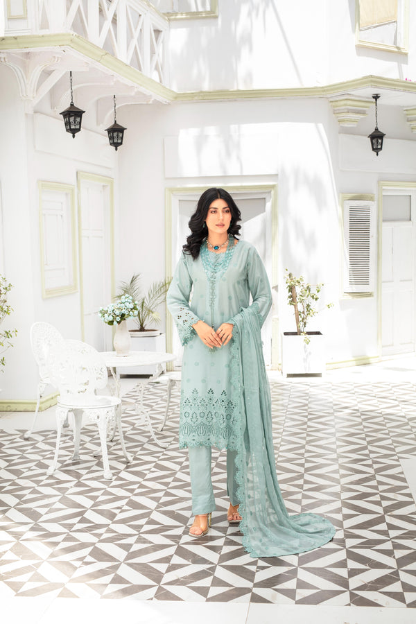 Launching New Un Stitched 3 Pcs Premium Dyed Lawn Fancy Full Chikan-Kari with Sequence Embroidered Collection 2025
