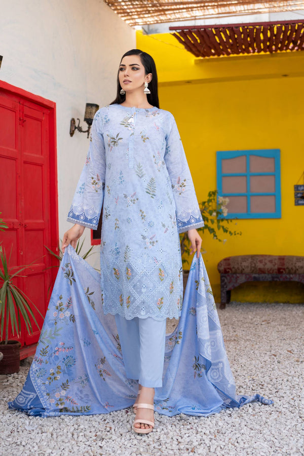 Unstitched 3-Piece Premium Chiken-Kari & Cutwork Embroidered Digital Printed Lawn Collection
