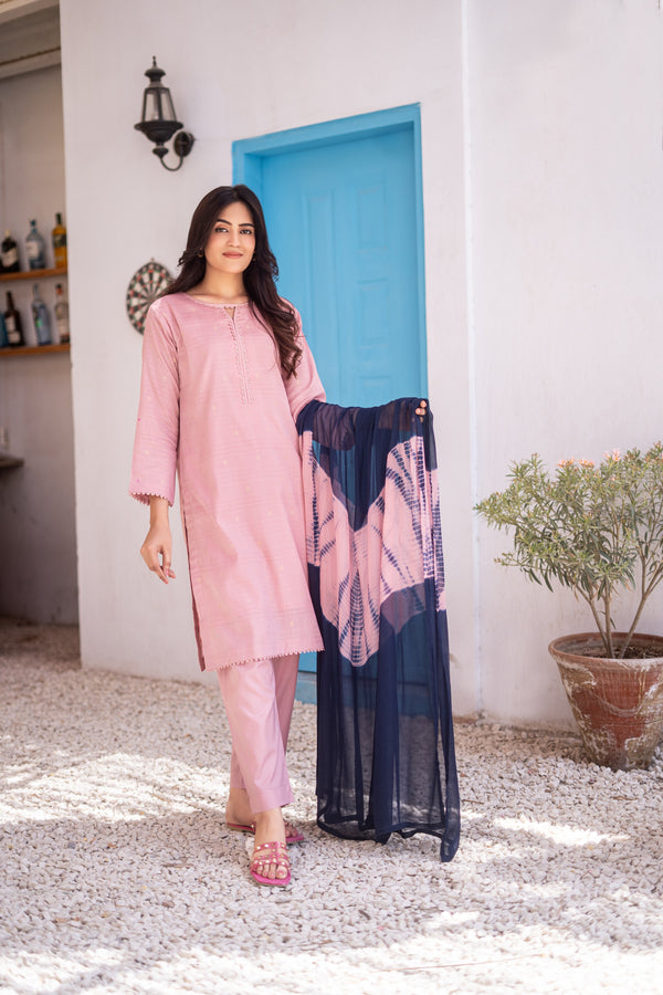 ZIYA – Premium Stitched 3-Piece Bindhi Broshia Lawn Suit with Chiffon Dupatta | AL UMER TEXTILE