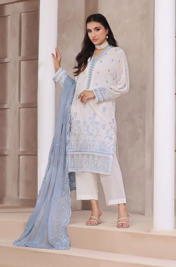 Stitched Fancy Embroidered Chikankari Lawn