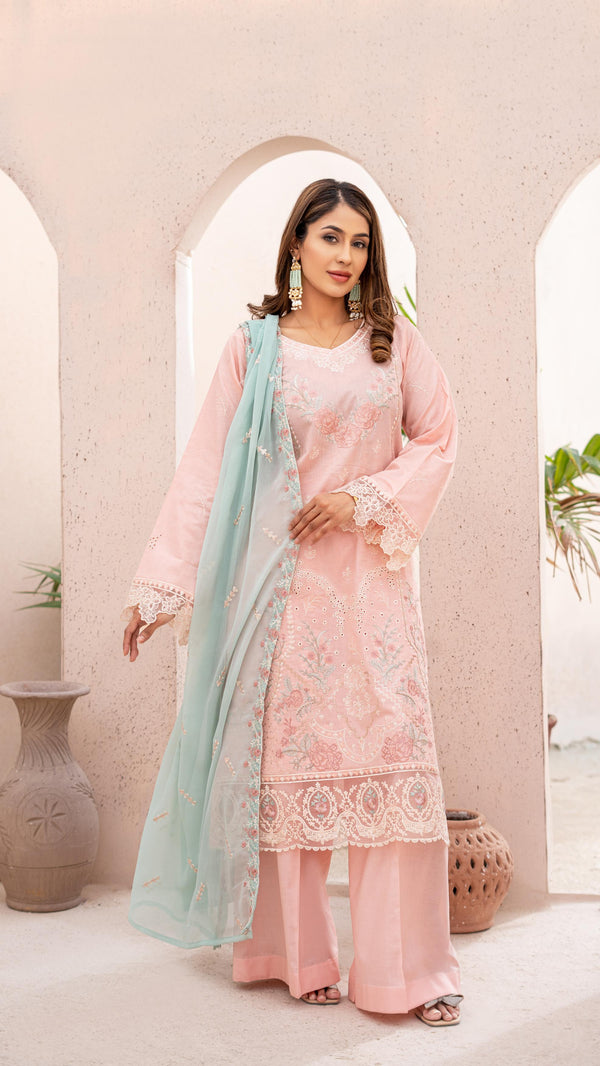 Launching New Un-Stitched  3 Pcs Premium Embroidered Chicken-Kari Jacquard Lawn Collection