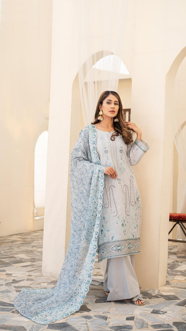 Launching New Un-Stitched  3 Pcs Premium Embroidered Chicken-Kari Jacquard Lawn Collection